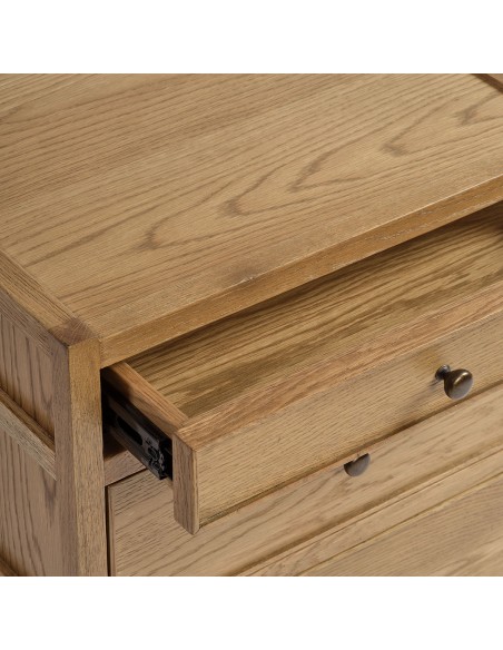 Mesita de noche roble natural patinado gris 3 cajones ancho 50cm Mesita de noche roble natural patinado gris 3 cajones ancho 50cm