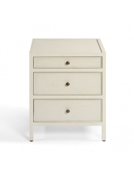 Mesita de noche roble blanco grisáceo 3 cajones ancho 50cm Mesita de noche roble blanco grisáceo 3 cajones ancho 50cm