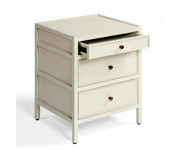 Mesita de noche roble blanco grisáceo 3 cajones ancho 50cm Mesita de noche roble blanco grisáceo 3 cajones ancho 50cm