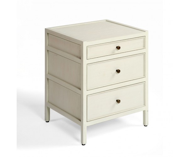Mesita de noche roble blanco grisáceo 3 cajones ancho 50cm Mesita de noche roble blanco grisáceo 3 cajones ancho 50cm