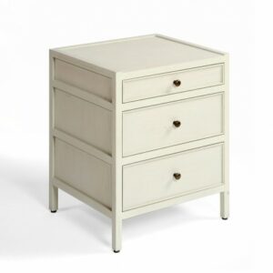 Mesita de noche roble blanco grisáceo 3 cajones ancho 50cm