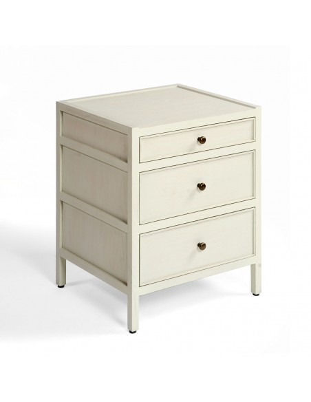 Mesita de noche roble blanco grisáceo 3 cajones ancho 50cm Mesita de noche roble blanco grisáceo 3 cajones ancho 50cm