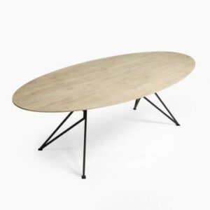 Mesa de comedor acabado roble blanqueado y pata mariposa de metal Mesa de comedor acabado roble blanqueado y pata mariposa de metal