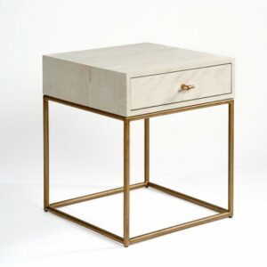 Mesita de noche blanco grisáceo patinado con metal tubo redondo Mesita de noche blanco grisáceo patinado con metal tubo redondo