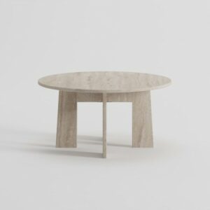 Mesa de comedor en mármol travertino beig.