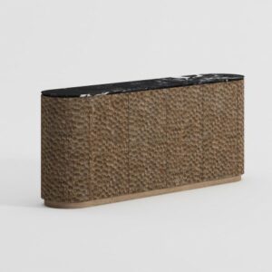 Aparador con acabado ondulado y mármol negro.