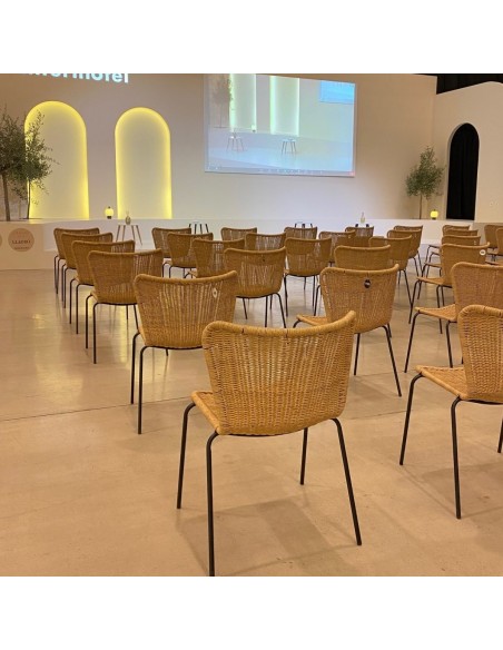 Silla de ratán sintético pata negra apilable Silla de ratán sintético pata negra apilable - Imagen 3