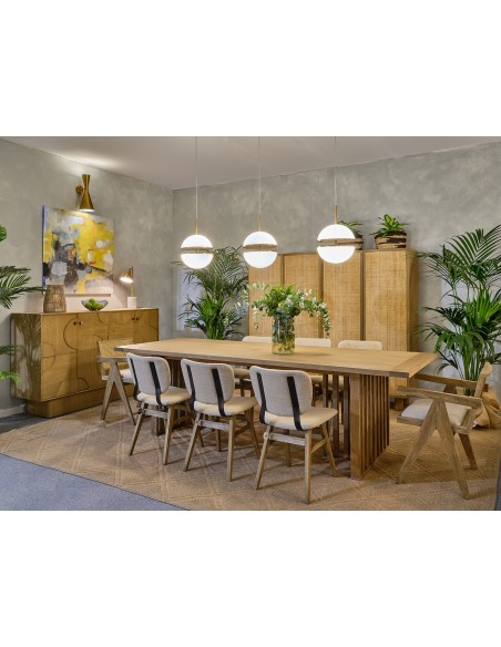 Silla lino roble y metal Silla lino roble y metal