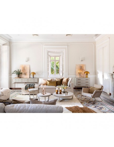 Sillón lino y metal dorado Sillón lino y metal dorado