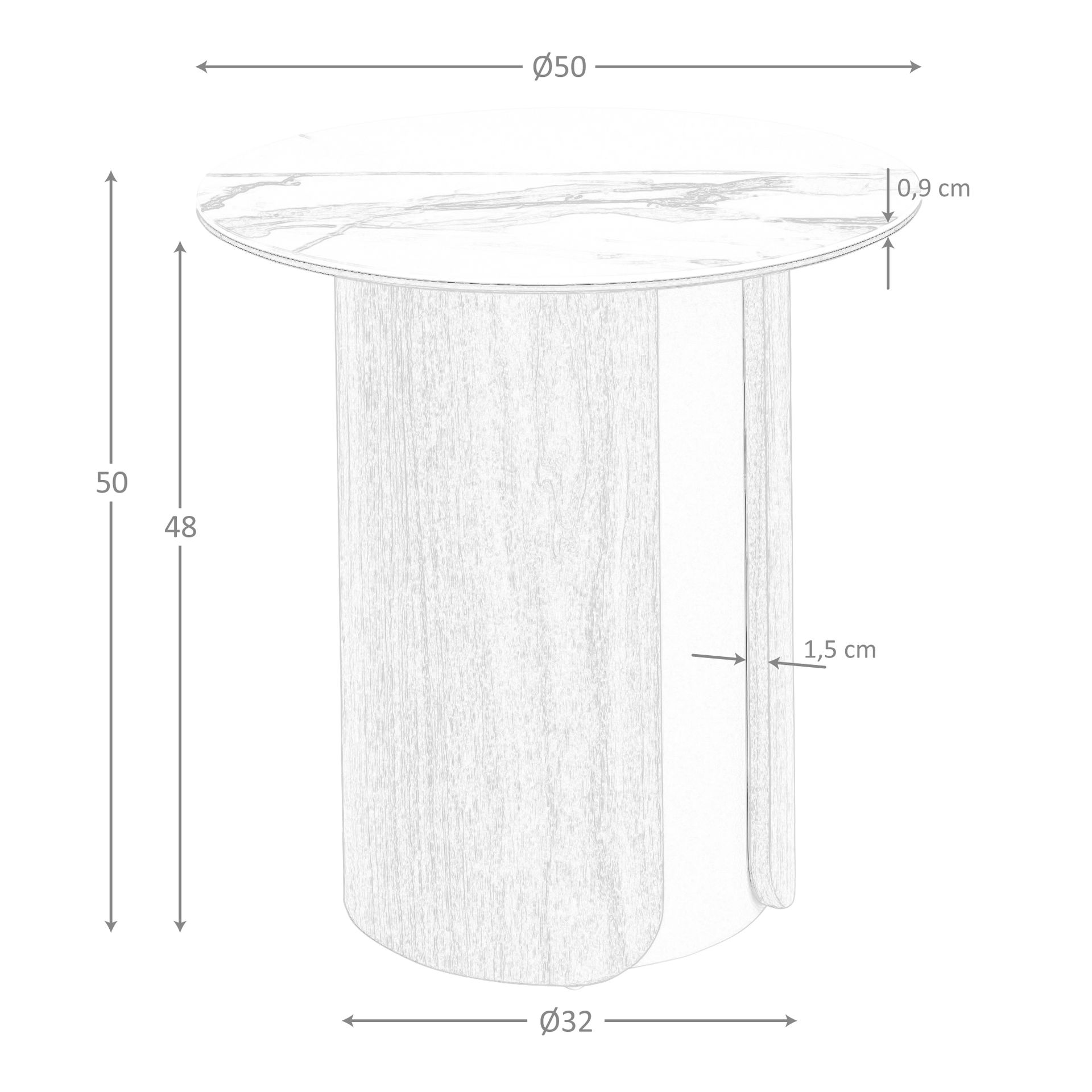 Mesa rincón redonda mármol porcelánico, acero arena metalizado y nogal Mesa rincón redonda mármol porcelánico, acero arena metalizado y nogal - Imagen 8