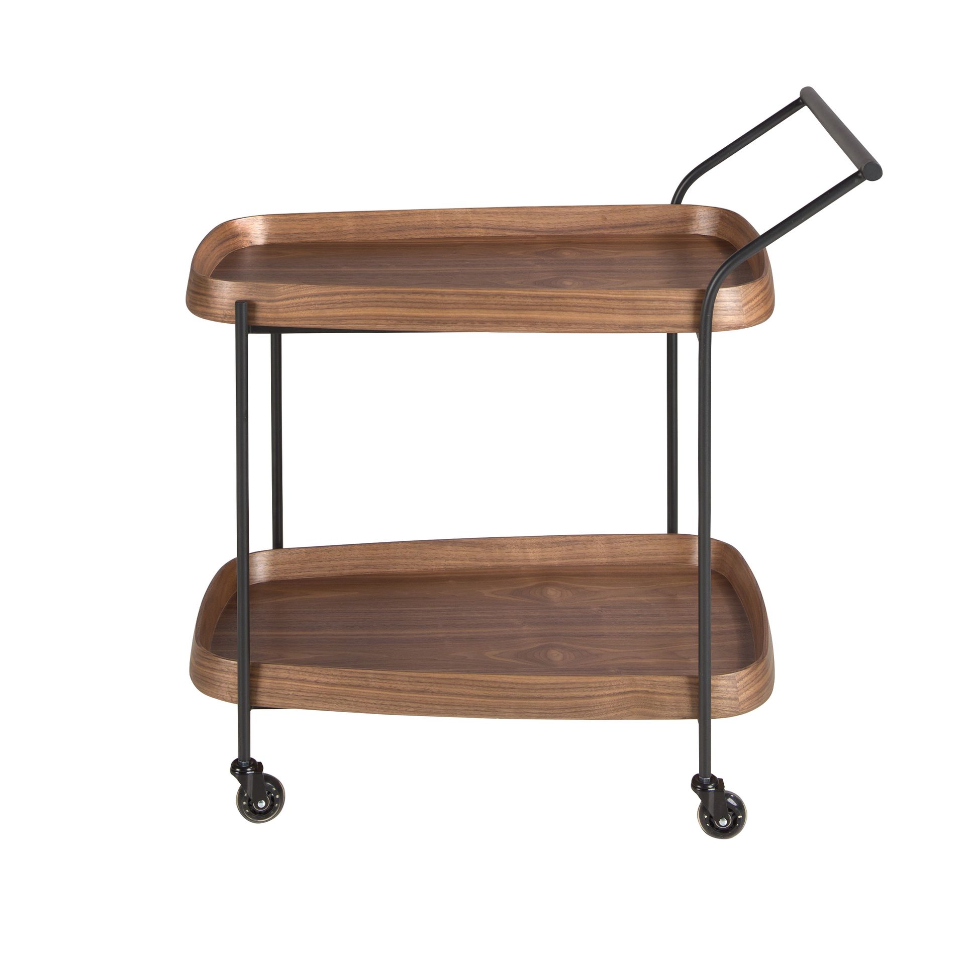 Carrito minibar nogal y acero negro Carrito minibar nogal y acero negro - Imagen 2