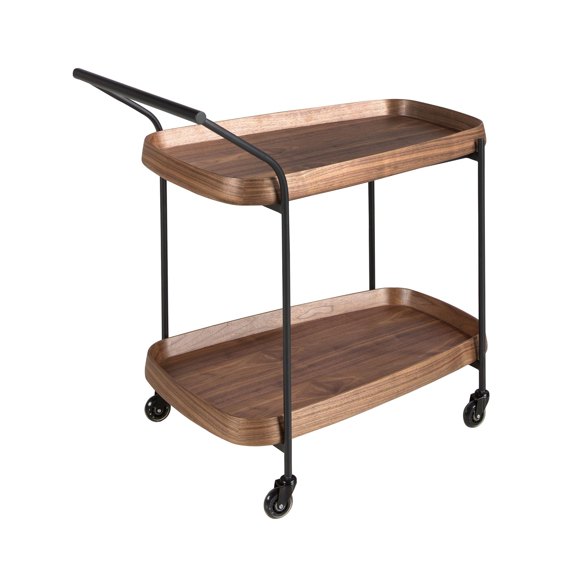 Carrito minibar nogal y acero negro Carrito minibar nogal y acero negro - Imagen 6
