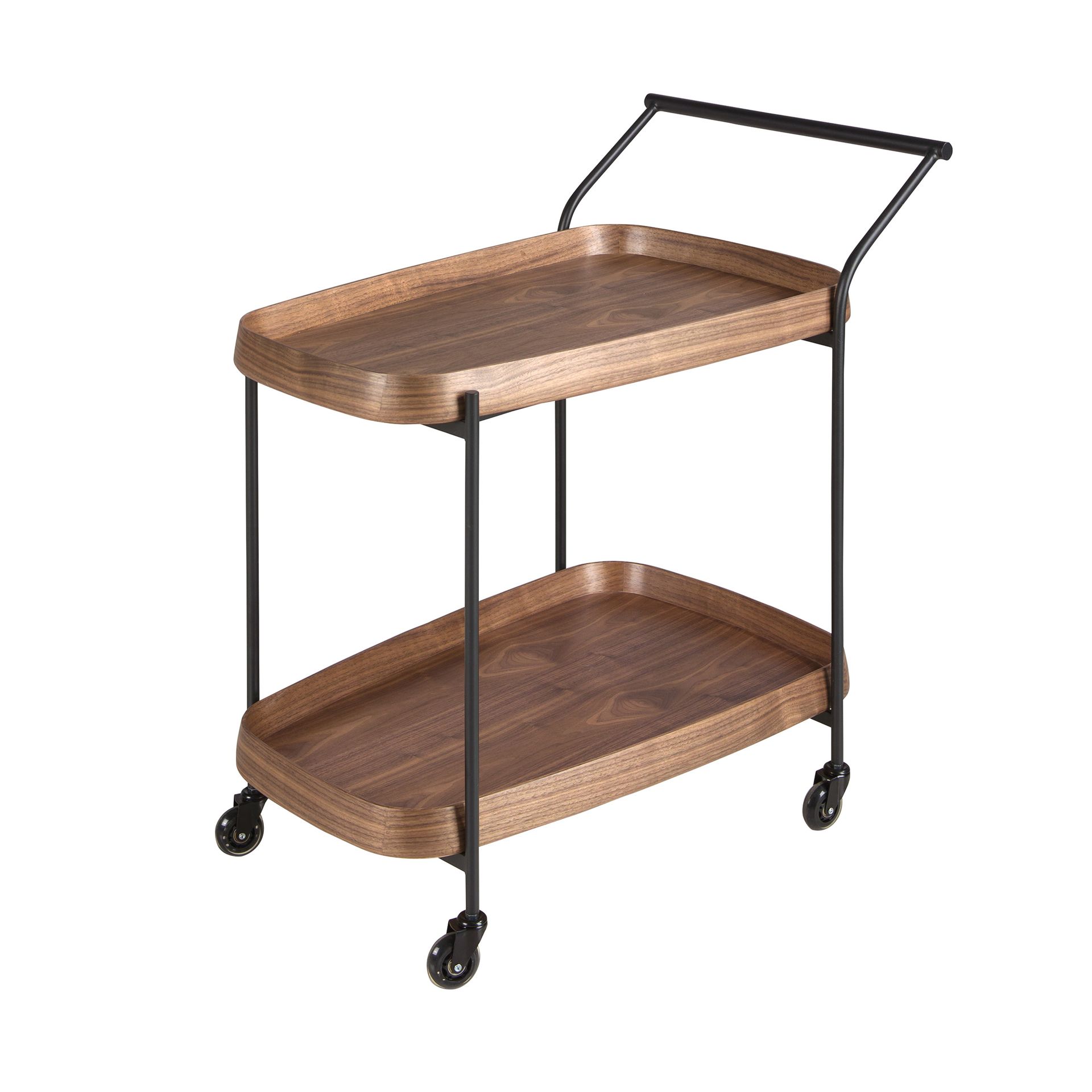 Carrito minibar nogal y acero negro Carrito minibar nogal y acero negro