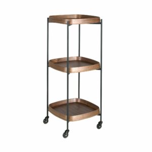 Carrito minibar nogal y acero negro Carrito minibar nogal y acero negro