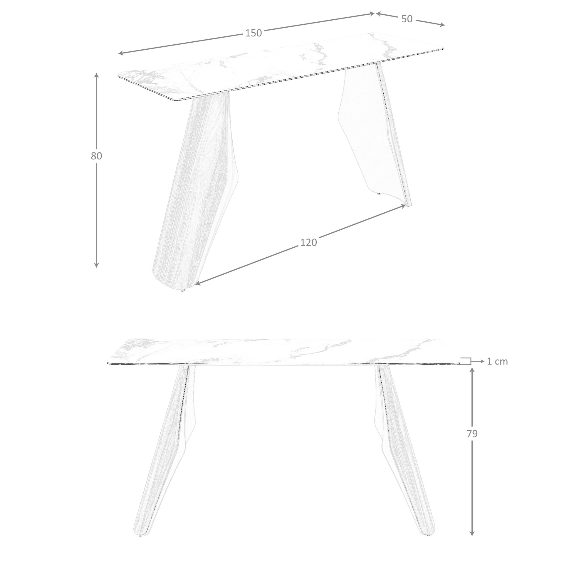 Consola rectangular mármol porcelánico, acero arena metalizado y nogal Consola rectangular mármol porcelánico, acero arena metalizado y nogal - Imagen 9