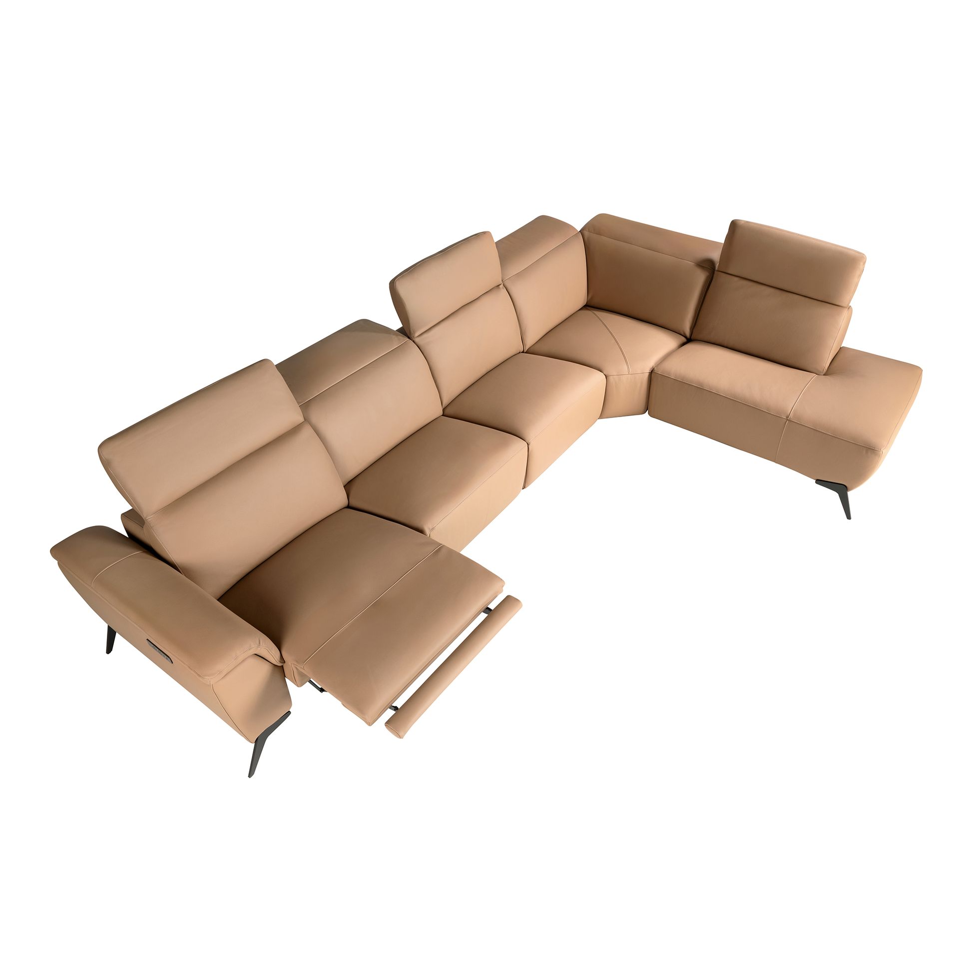 Sofá chaise longue relax modular derecho piel marrón Sofá chaise longue relax modular derecho piel marrón - Imagen 5