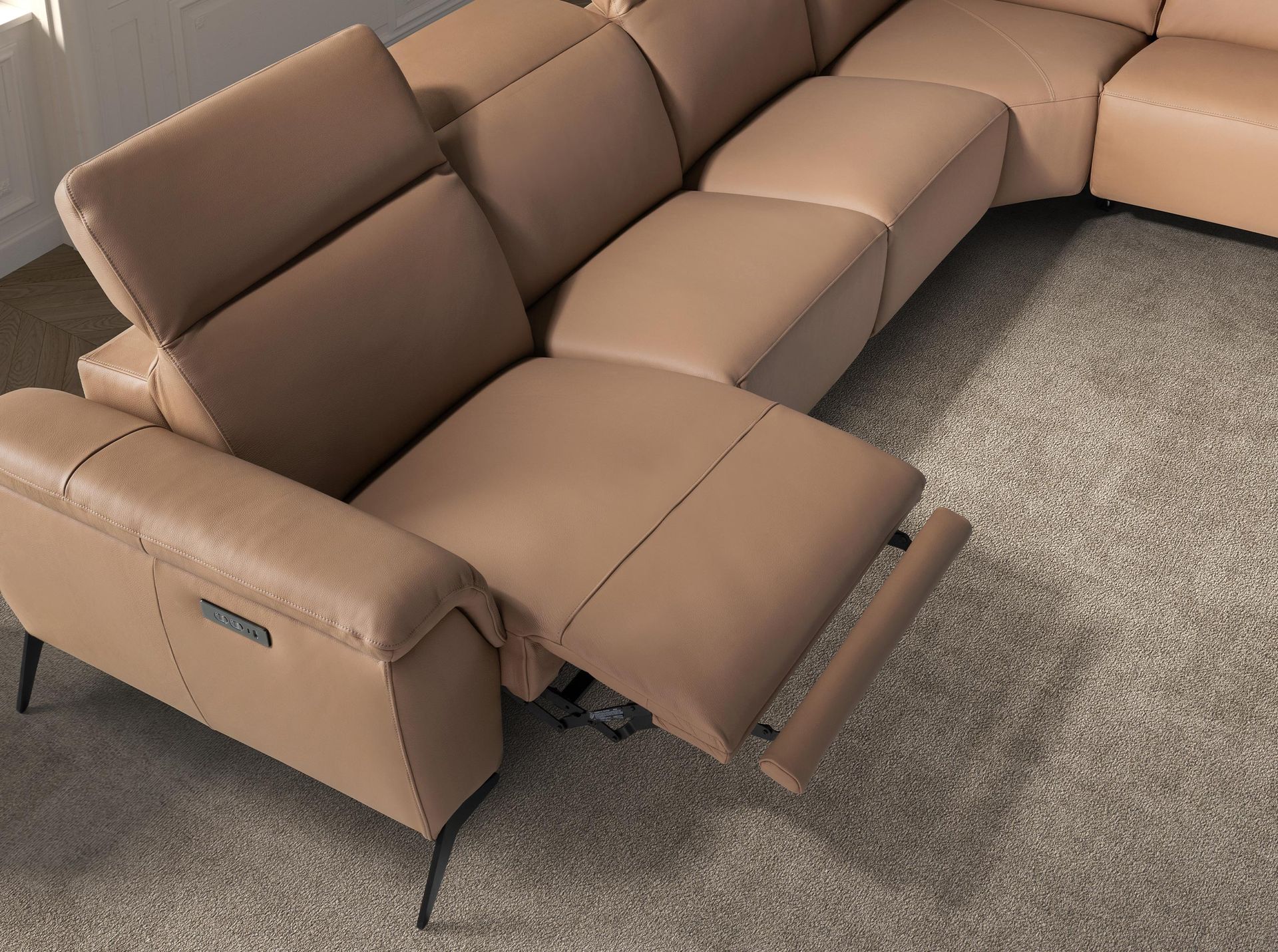 Sofá chaise longue relax modular derecho piel marrón Sofá chaise longue relax modular derecho piel marrón - Imagen 7