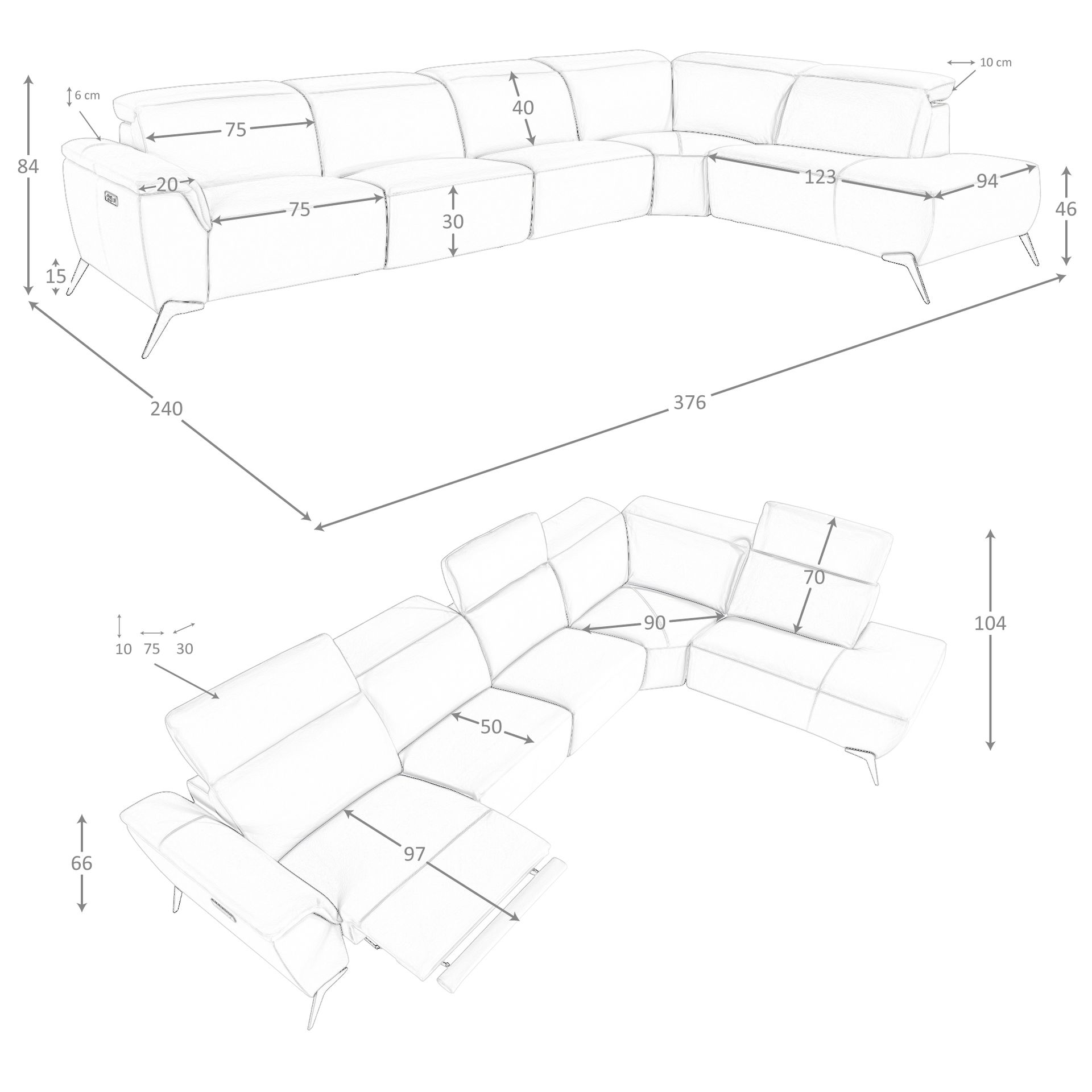 Sofá chaise longue relax modular derecho piel marrón Sofá chaise longue relax modular derecho piel marrón - Imagen 8