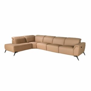 Sofá chaise longue relax modular izquierdo piel marrón