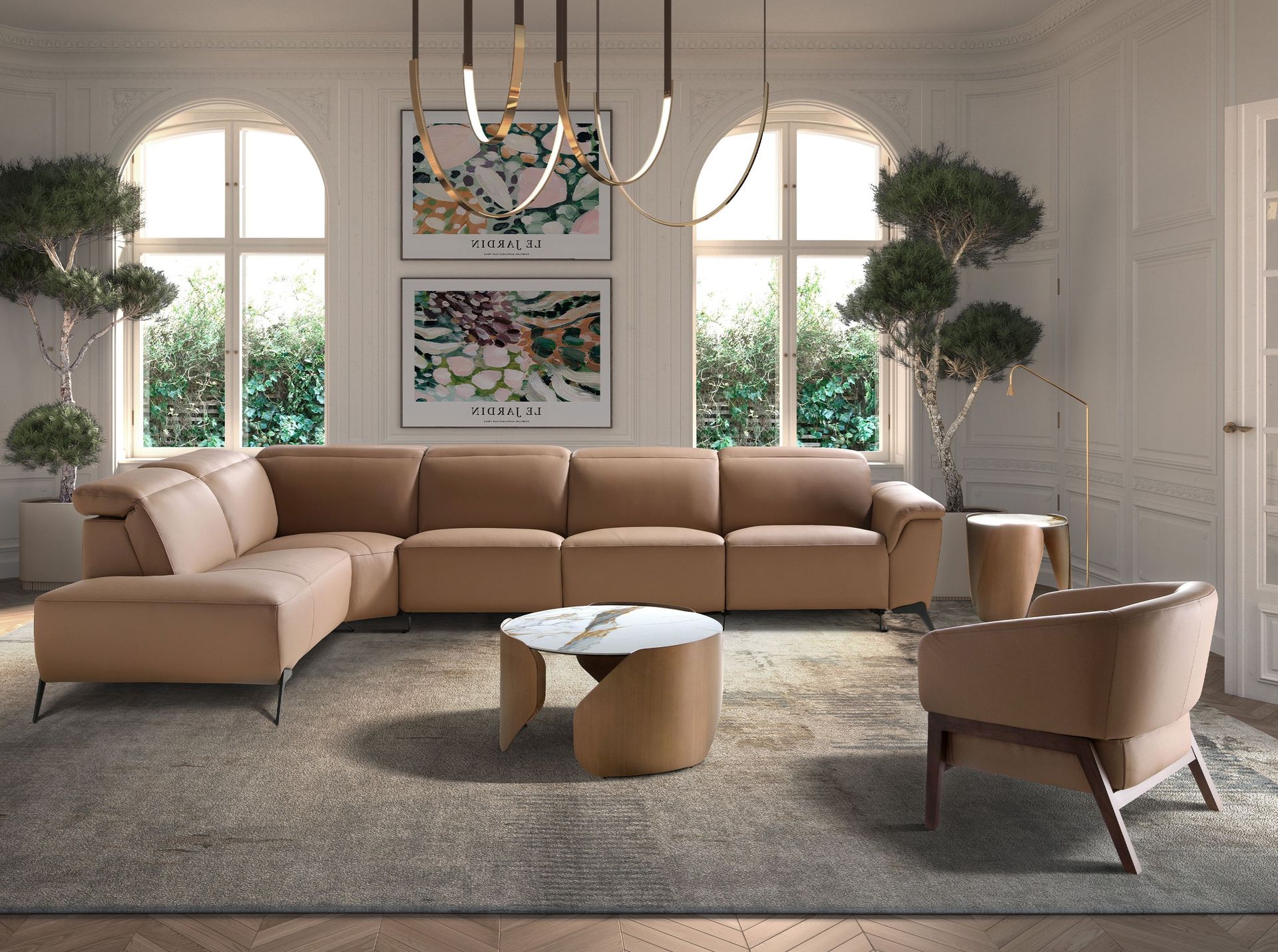 Sofá chaise longue relax modular izquierdo piel marrón Sofá chaise longue relax modular izquierdo piel marrón - Imagen 5