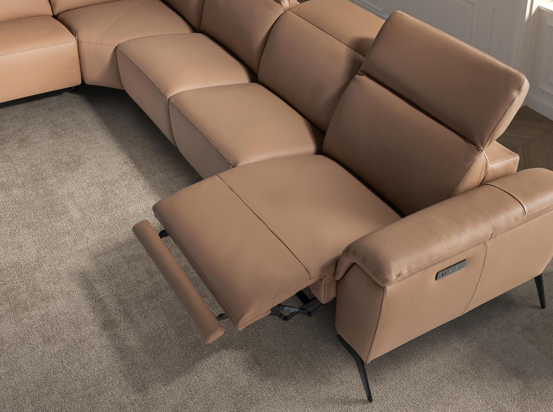 Sofá chaise longue relax modular izquierdo piel marrón Sofá chaise longue relax modular izquierdo piel marrón - Imagen 7