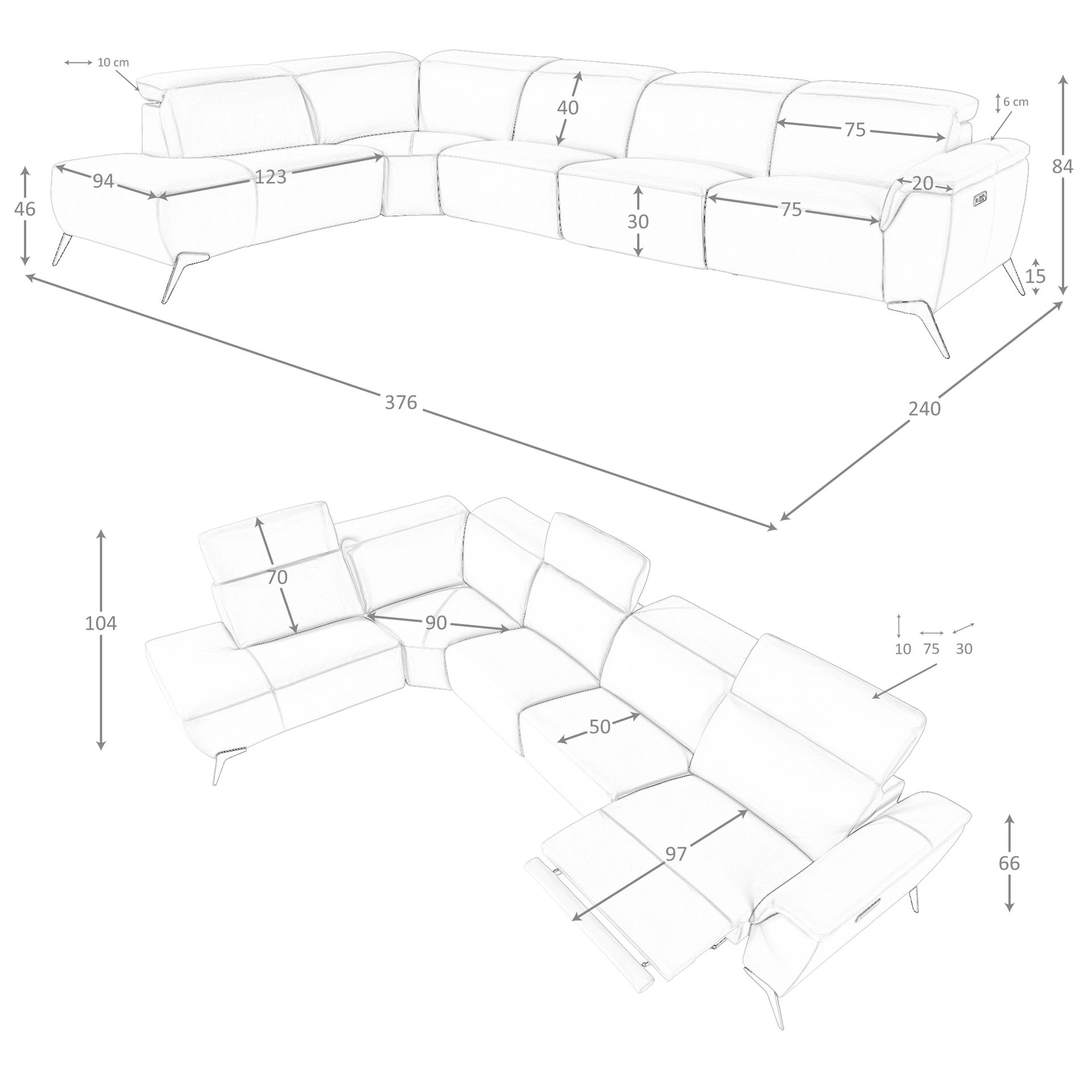 Sofá chaise longue relax modular izquierdo piel marrón Sofá chaise longue relax modular izquierdo piel marrón - Imagen 9