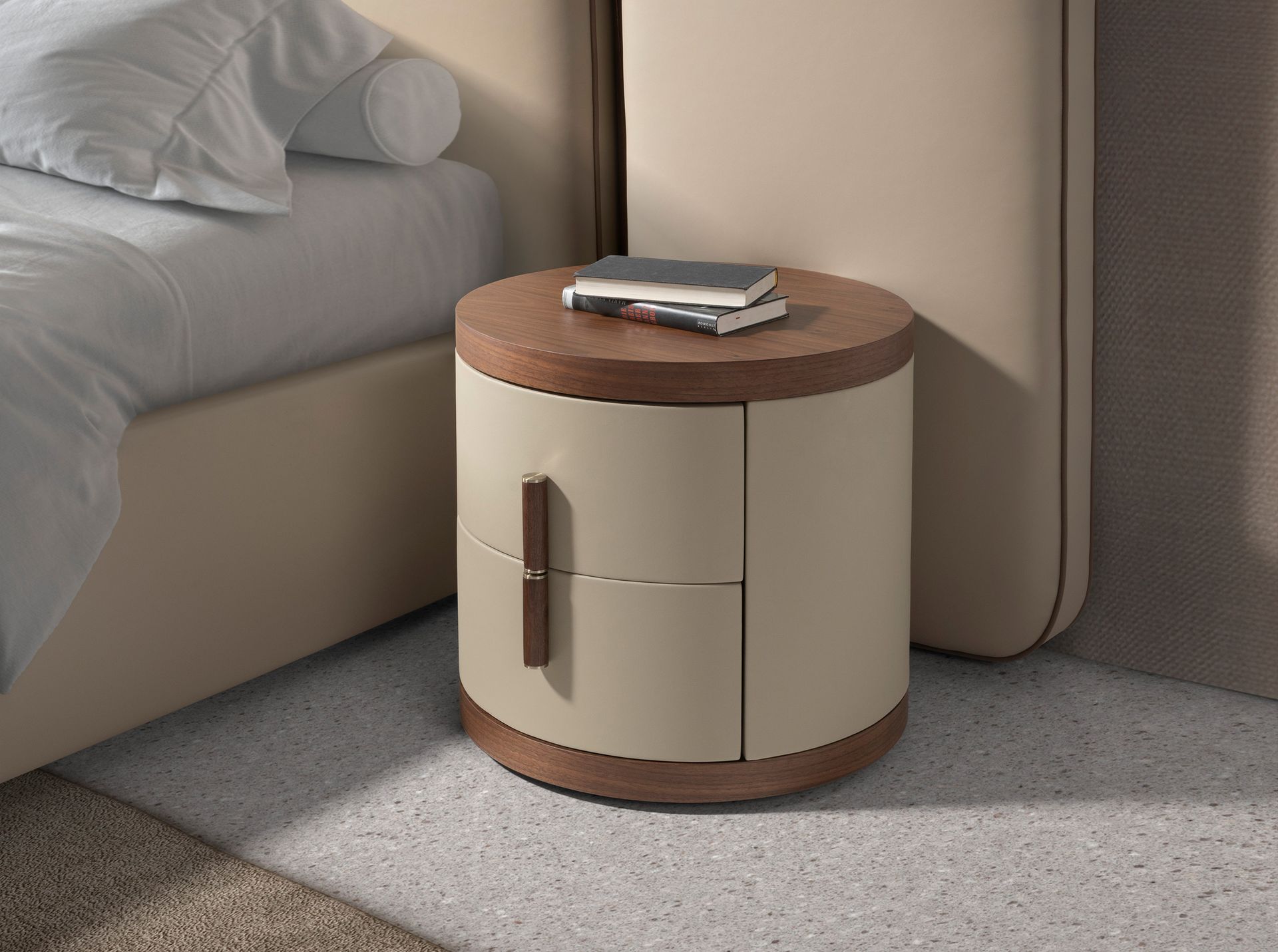 Mesita de noche polipiel y nogal Mesita de noche polipiel y nogal - Imagen 3