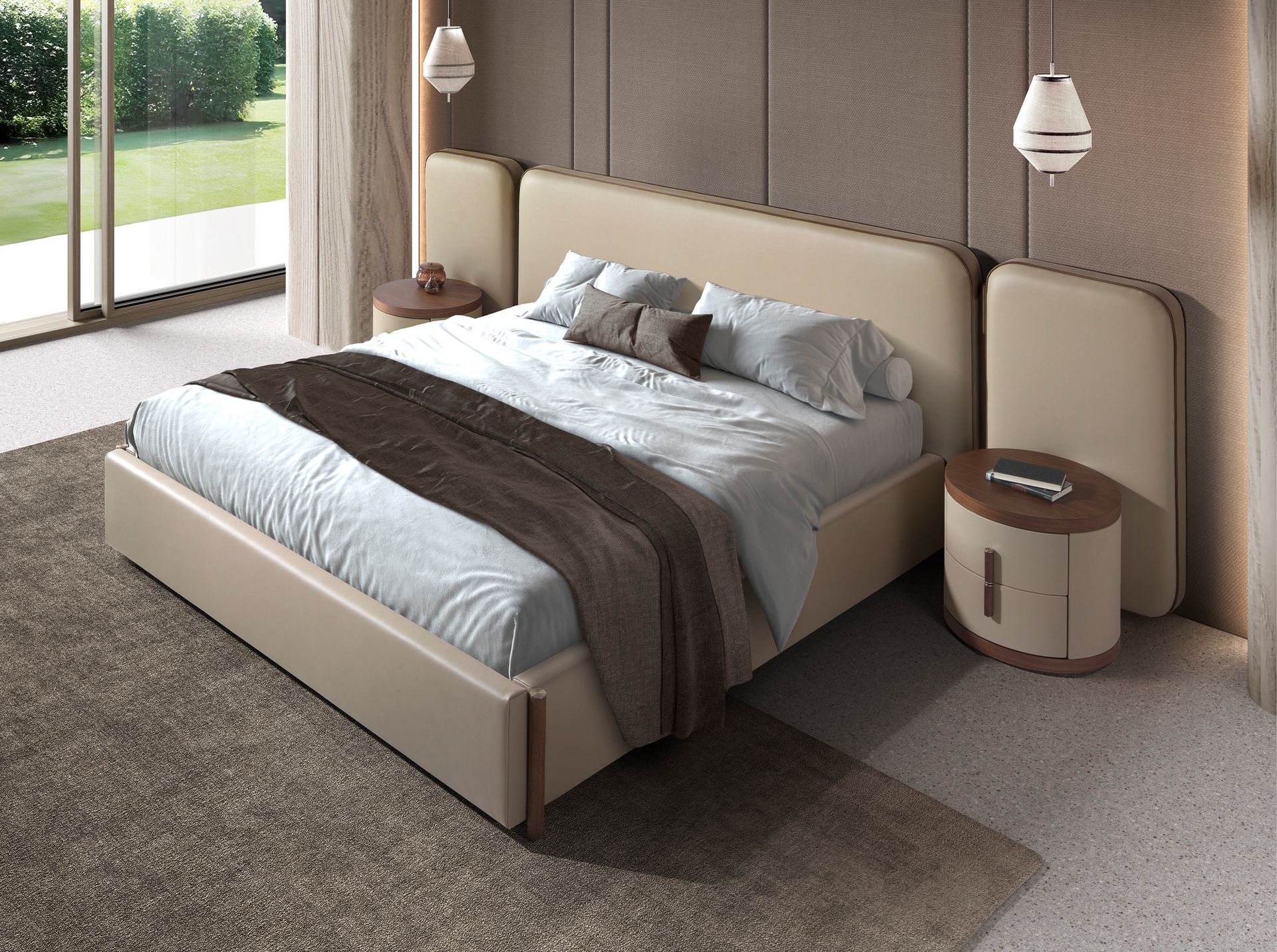 Mesita de noche polipiel y nogal Mesita de noche polipiel y nogal - Imagen 4