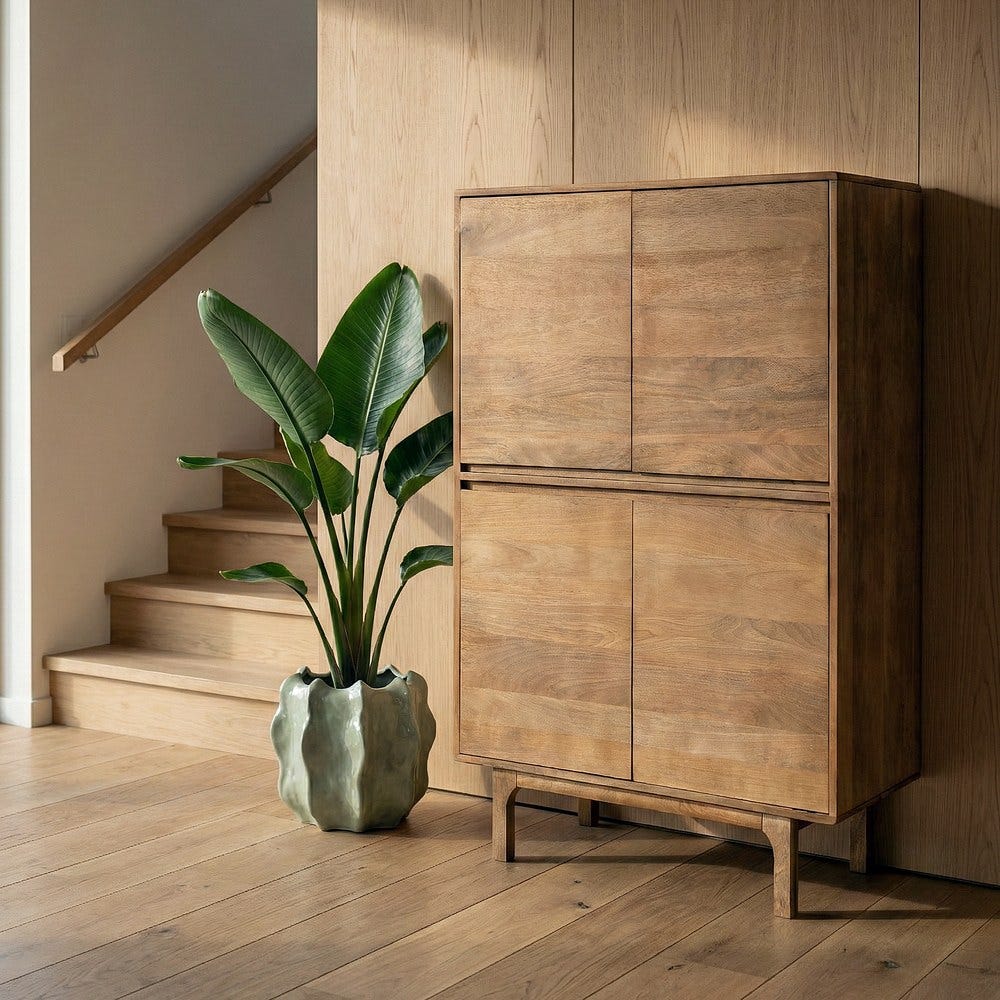 ARMARIO NATURAL MADERA DE MANGO SALÓN 90 X 45 X 145 CM ARMARIO NATURAL MADERA DE MANGO SALÓN 90 X 45 X 145 CM