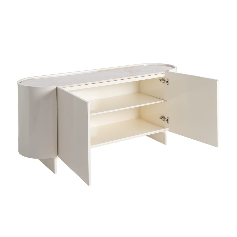 APARADOR LACADO CREMA MÁRMOL-DM SALÓN 160 X 45 X 75 CM APARADOR LACADO CREMA MÁRMOL-DM SALÓN 160 X 45 X 75 CM - Imagen 2