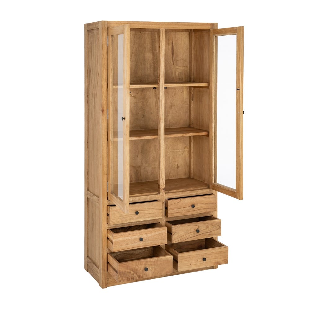 VITRINA NATURAL MADERA MINDI SALÓN 90 X 40 X 180 CM VITRINA NATURAL MADERA MINDI SALÓN 90 X 40 X 180 CM - Imagen 2