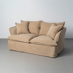 SOFÁ 2 PLAZAS BEIGE OSCURO TEJIDO 181 X 103 X 72 CM