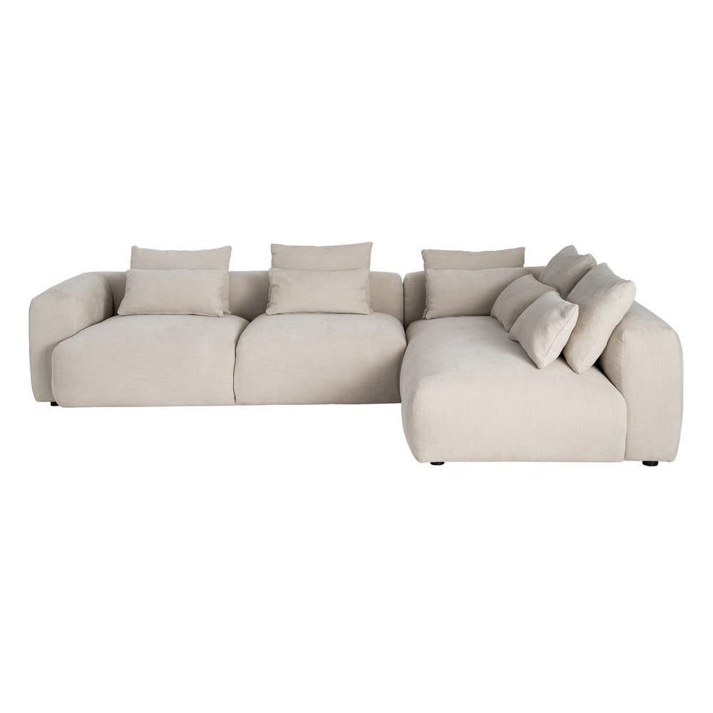 SOFÁ CHAISE LONGUE DERECHA CREMA TEJIDO 307 X 202 X 81 CM SOFÁ CHAISE LONGUE DERECHA CREMA TEJIDO 307 X 202 X 81 CM - Imagen 2