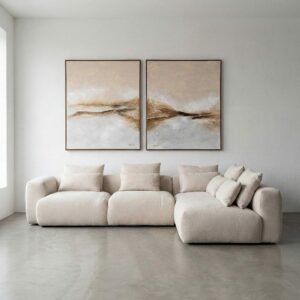 SOFÁ CHAISE LONGUE DERECHA CREMA TEJIDO 307 X 202 X 81 CM