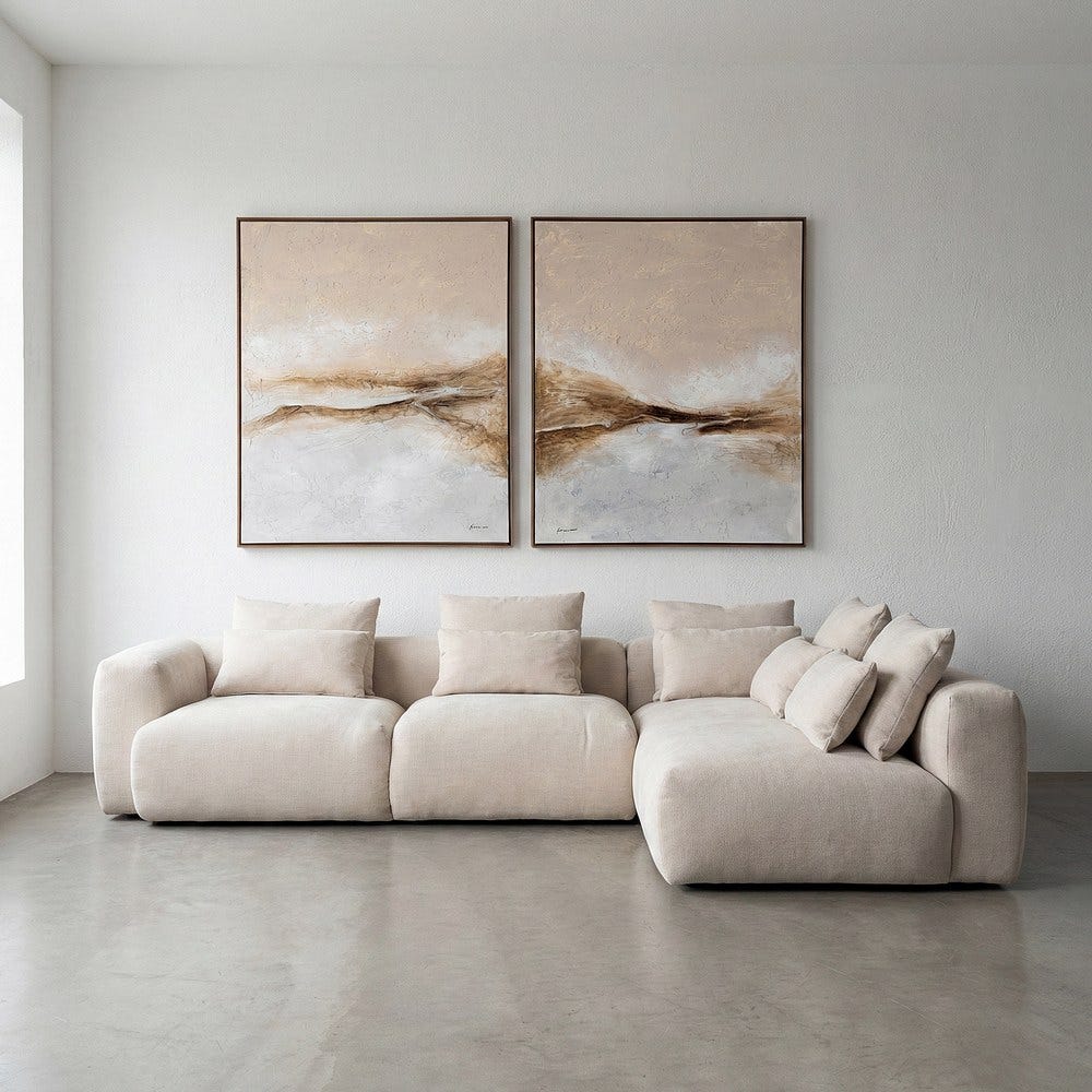 SOFÁ CHAISE LONGUE DERECHA CREMA TEJIDO 307 X 202 X 81 CM SOFÁ CHAISE LONGUE DERECHA CREMA TEJIDO 307 X 202 X 81 CM