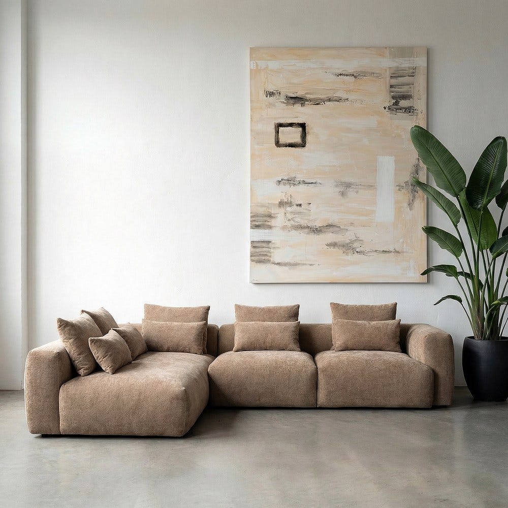 SOFÁ CHAISE LONGUE IZQUIERDA BEIGE 307 X 202 X 81 CM SOFÁ CHAISE LONGUE IZQUIERDA BEIGE 307 X 202 X 81 CM