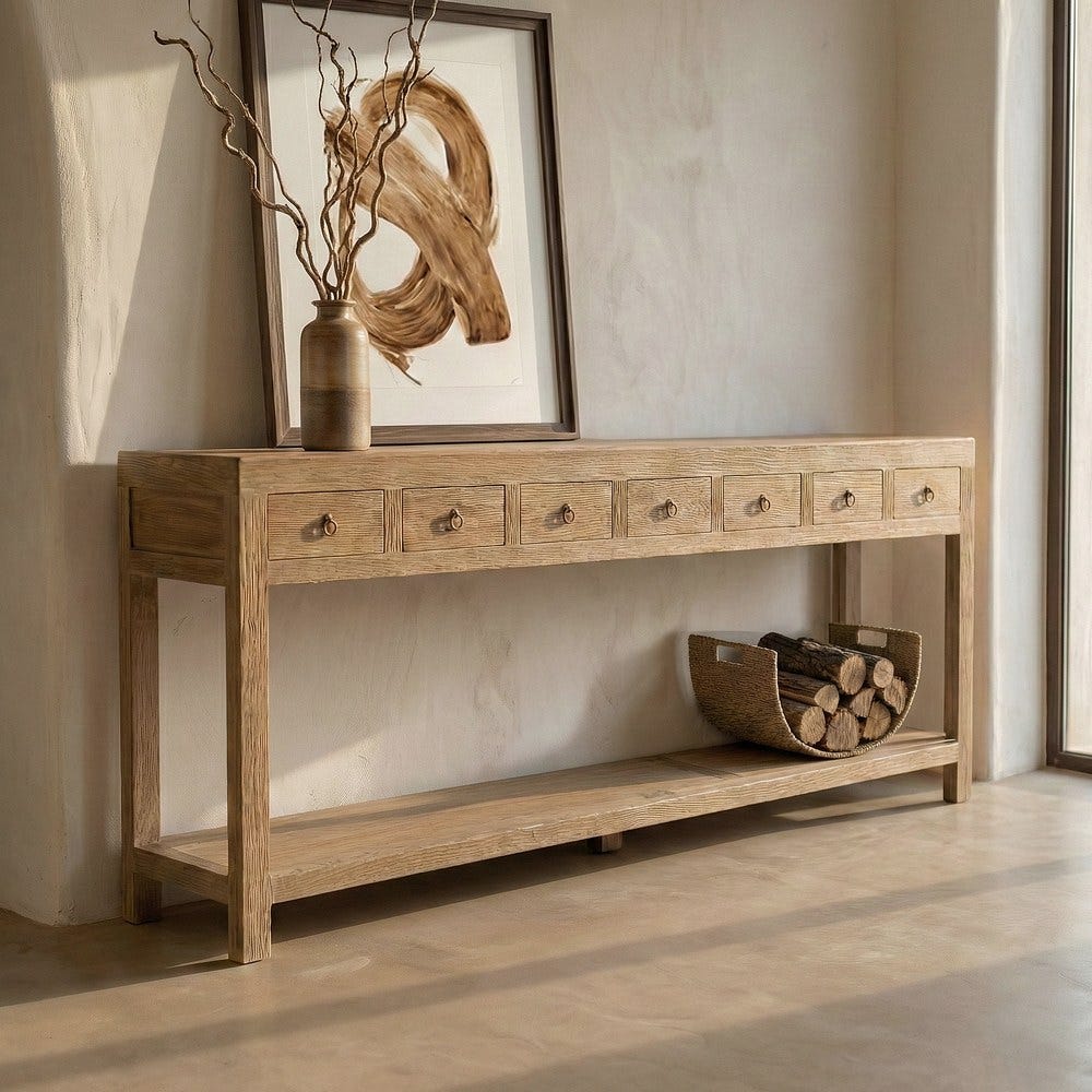 CONSOLA MADERA DE OLMO ENTRADA 240 X 45 X 90 CM CONSOLA MADERA DE OLMO ENTRADA 240 X 45 X 90 CM