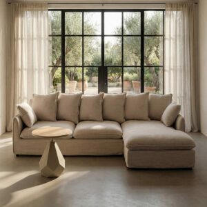 SOFÁ CHAISE LONGUE BEIGE DM-TEJIDO SALÓN 252 X 158 X 84 CM