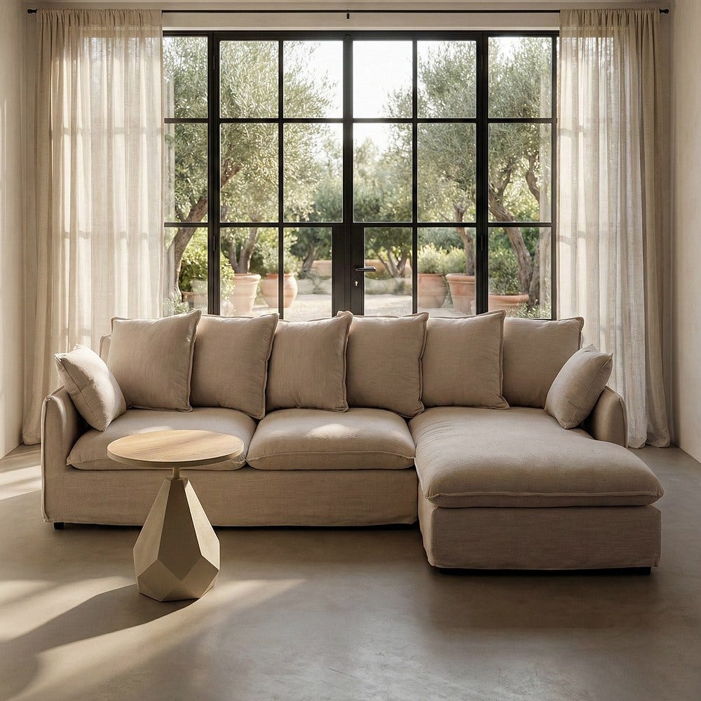SOFÁ CHAISE LONGUE BEIGE DM-TEJIDO SALÓN 252 X 158 X 84 CM SOFÁ CHAISE LONGUE BEIGE DM-TEJIDO SALÓN 252 X 158 X 84 CM