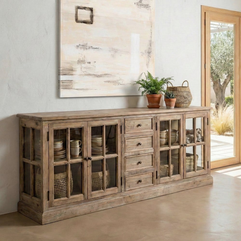 APARADOR MADERA DE PINO SALÓN 220 X 45 X 80 CM APARADOR MADERA DE PINO SALÓN 220 X 45 X 80 CM