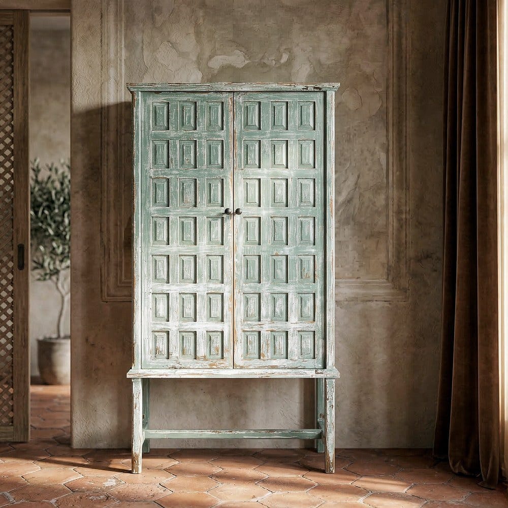 ARMARIO MADERA RECICLADA SALÓN 96 X 45 X 181 CM ARMARIO MADERA RECICLADA SALÓN 96 X 45 X 181 CM