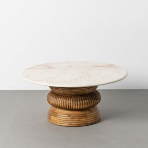 MESA CENTRO MÁRMOL/MADERA SALÓN 80 X 80 X 35 CM