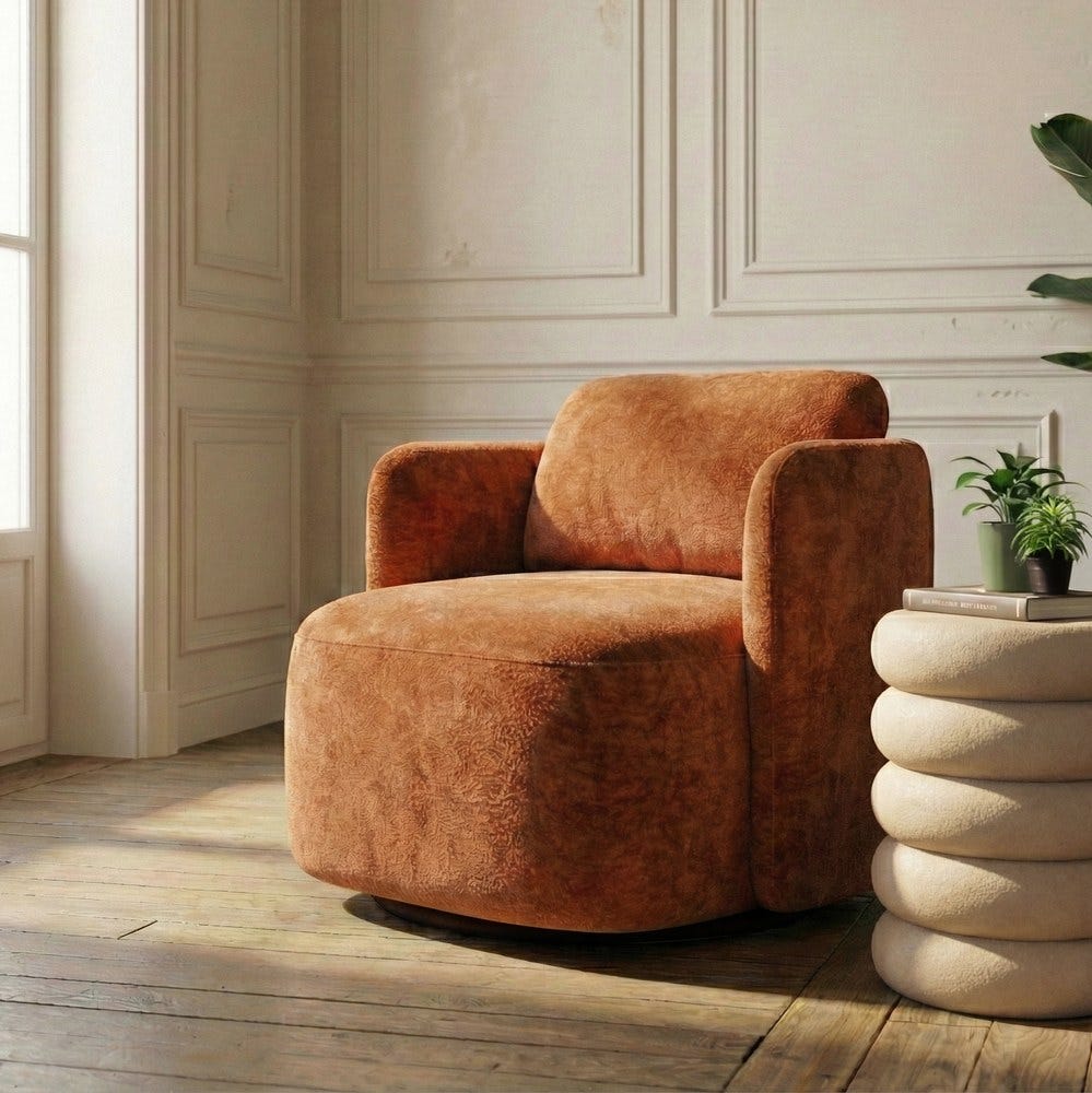 SILLÓN GIRATORIO TERRACOTA TEJIDO SALÓN 87 X 85 X 66 CM SILLÓN GIRATORIO TERRACOTA TEJIDO SALÓN 87 X 85 X 66 CM
