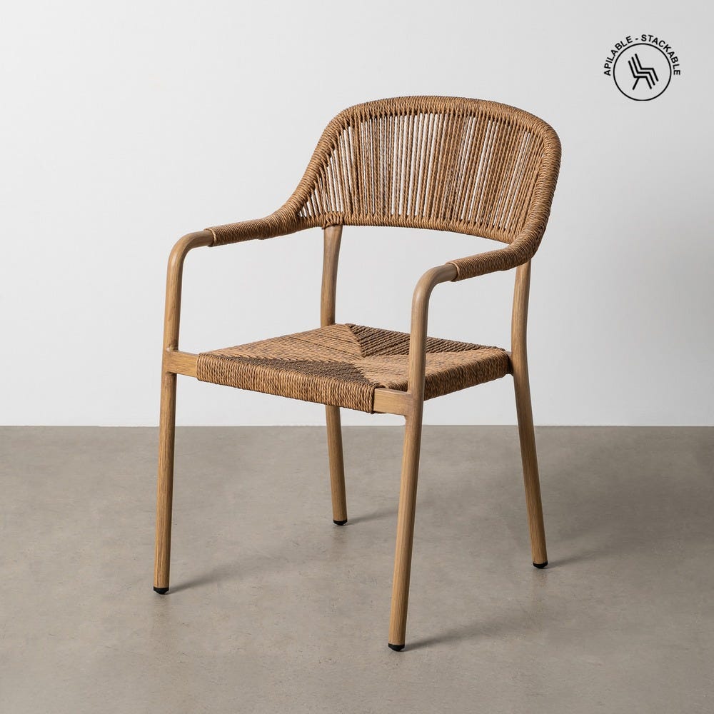SILLA APILABLE ALUMINIO-RATTÁN PE 57 X 61 X 82 CM SILLA APILABLE ALUMINIO-RATTÁN PE 57 X 61 X 82 CM