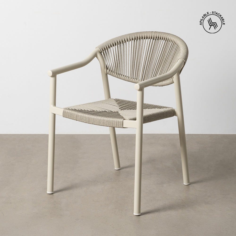 SILLA APILABLE ALUMINIO-RATTÁN PE EXT. 56,50 X 62,50 X 80,50 SILLA APILABLE ALUMINIO-RATTÁN PE EXT. 56,50 X 62,50 X 80,50