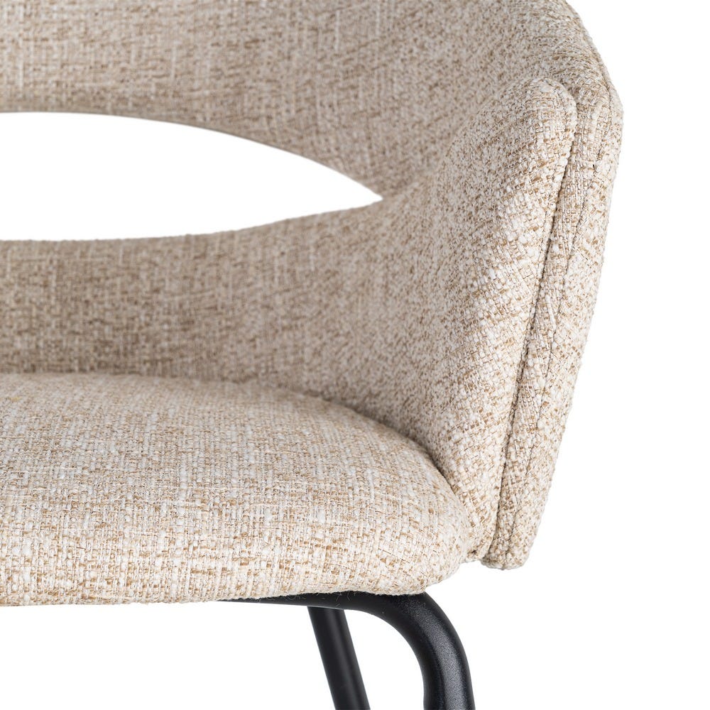 SILLA BRAZOS BEIGE TEJIDO-METAL 59 X 61 X 82 CM SILLA BRAZOS BEIGE TEJIDO-METAL 59 X 61 X 82 CM - Imagen 2