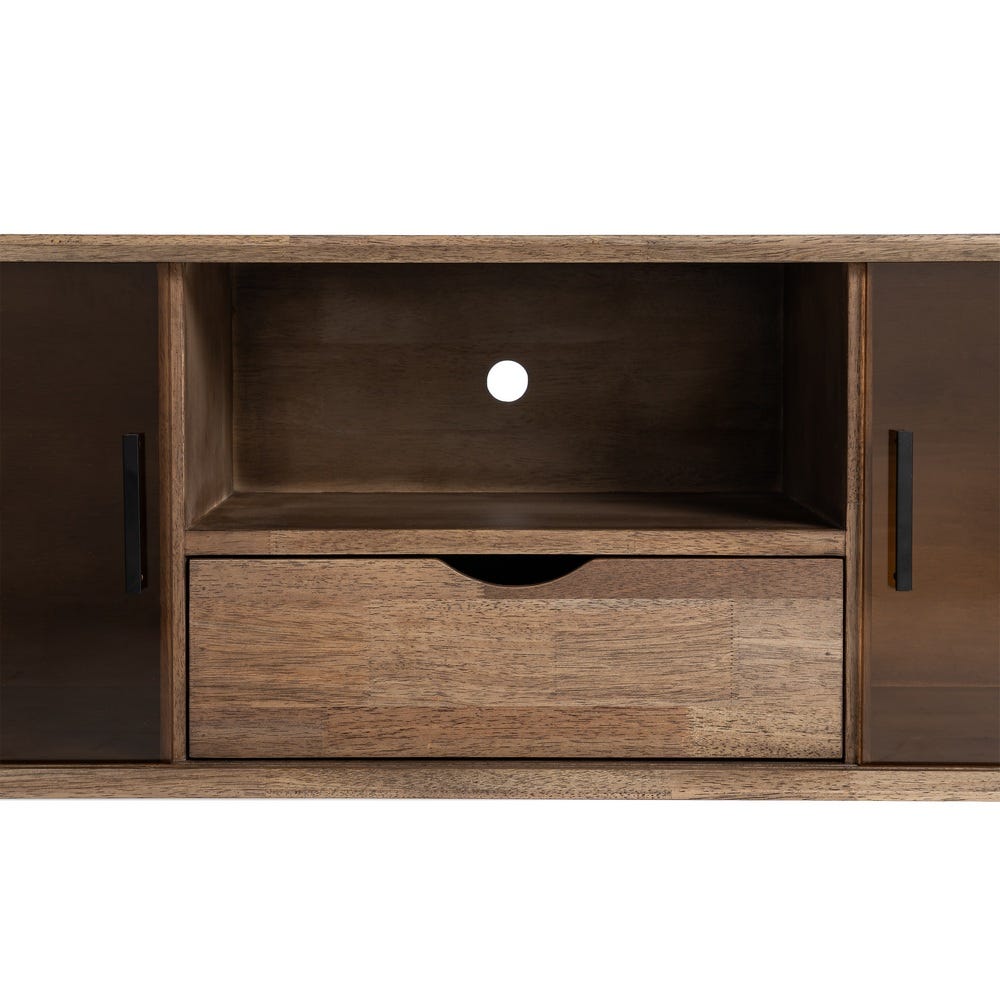 MUEBLE TV MARRÓN MADERA-CRISTAL 150 X 40 X 55 CM MUEBLE TV MARRÓN MADERA-CRISTAL 150 X 40 X 55 CM - Imagen 5
