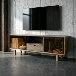 MUEBLE TV MARRÓN MADERA-CRISTAL 150 X 40 X 55 CM