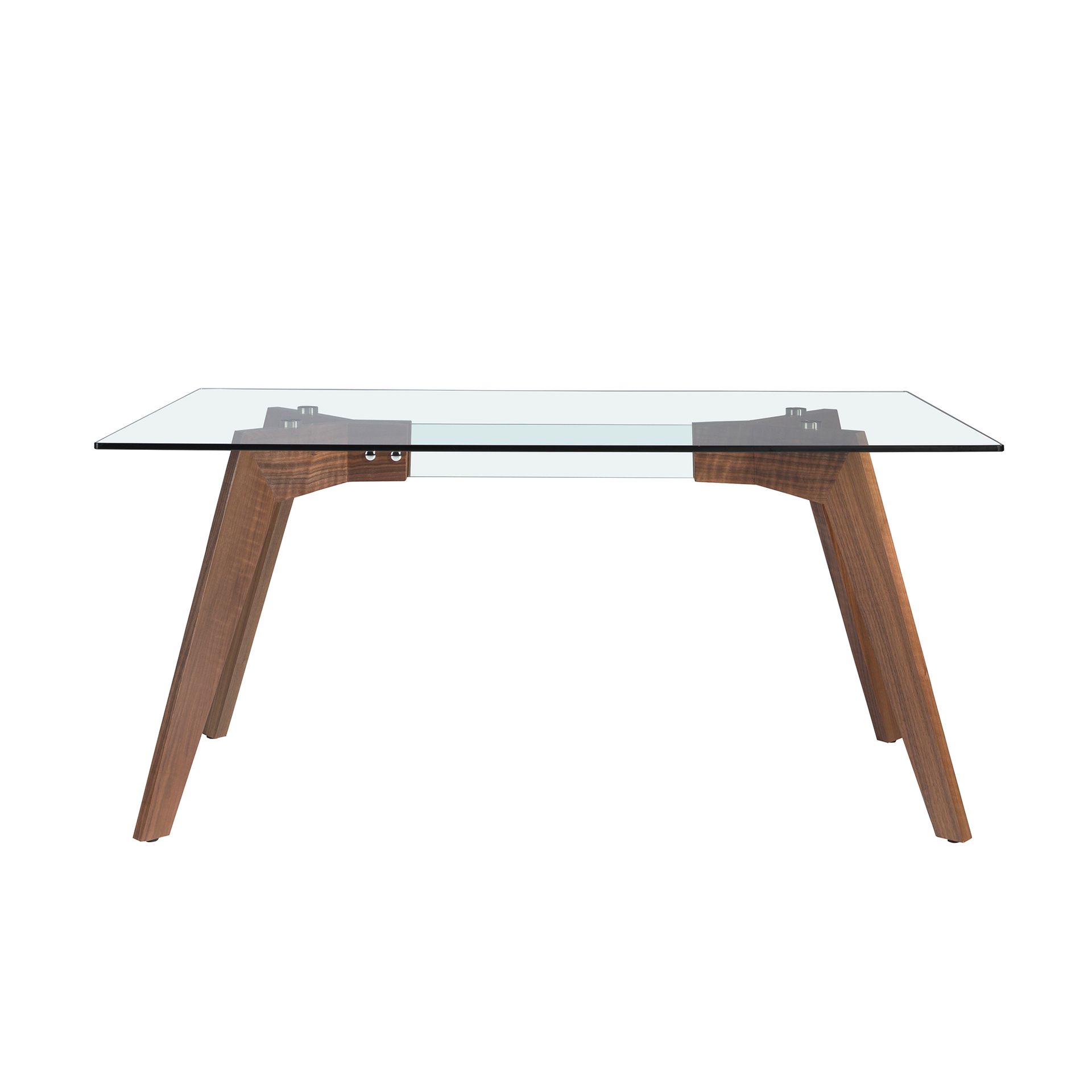 Mesa comedor rectangular cristal templado y nogal Mesa comedor rectangular cristal templado y nogal - Imagen 2