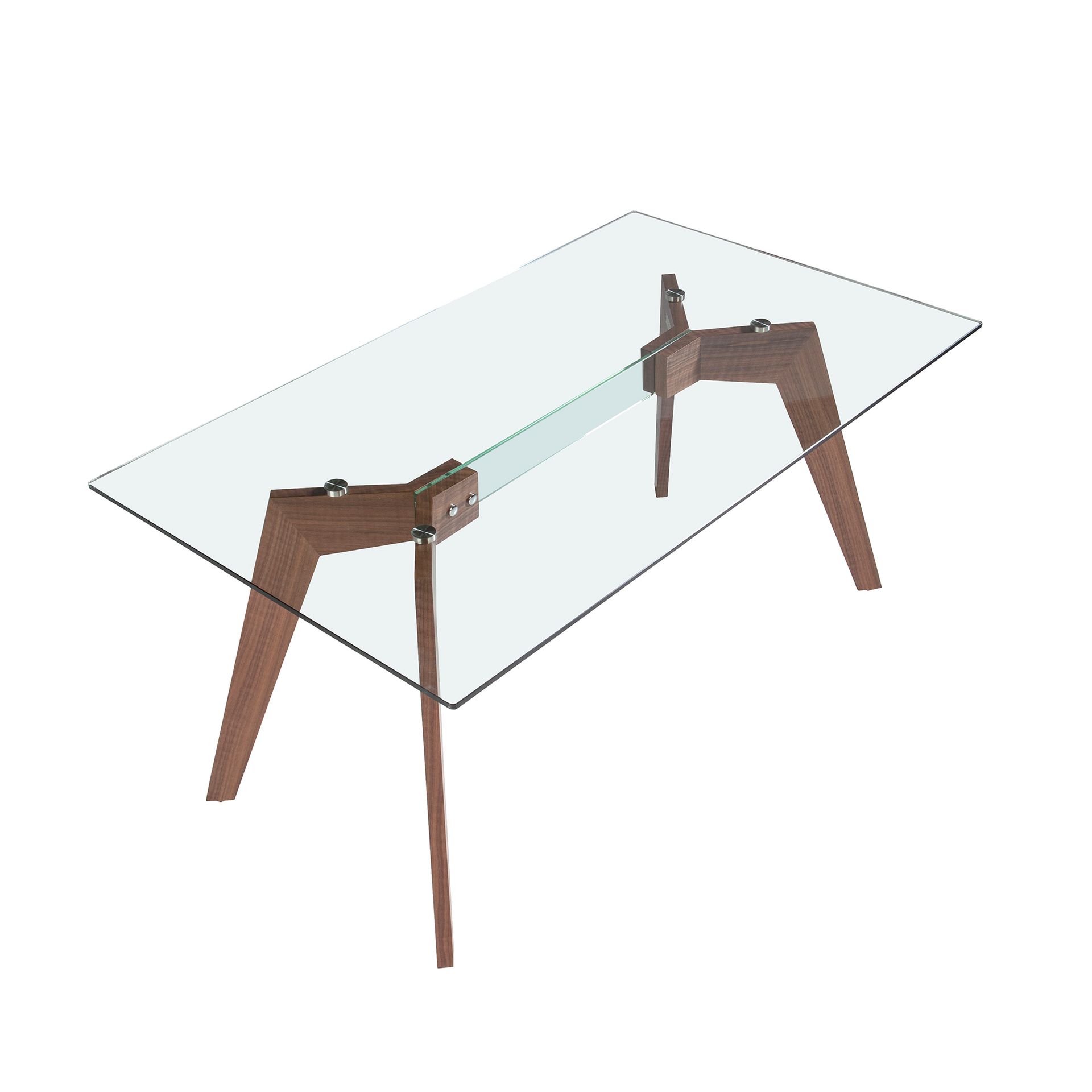 Mesa comedor rectangular cristal templado y nogal Mesa comedor rectangular cristal templado y nogal - Imagen 5
